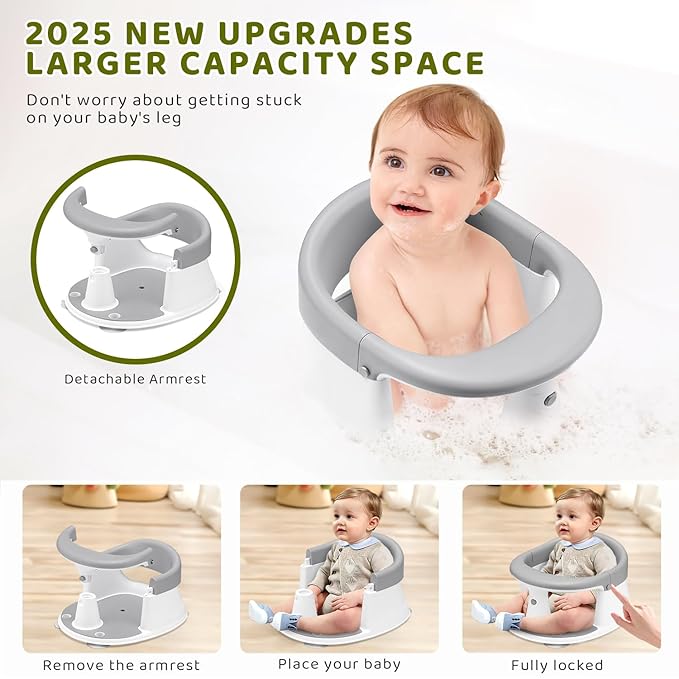 Baby Bath Seat, Infant/Toddler Sit Up Bathtub Seat for 6-12-24 Months, Baby Bath Essentials, Great Shower Gifts for Newborn and New Mothers