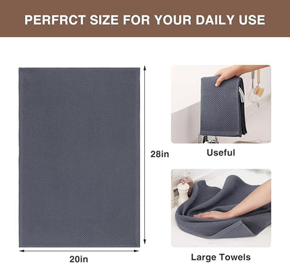 Homaxy 100% Cotton Oversized Waffle Weave Kitchen Dish Towels, Ultra Soft Absorbent Quick Drying Cleaning Towel, 20 x 28 Inches, 8-Pack, Dark Grey