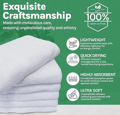 Towels N More Excellent Deals Wash Cloth (24 White) - 100% Cotton Washcloth 12x12 - Highly Absorbent All Purpose Cleaning washcloths - Machine Washable Facecloth Face Towels (24)
