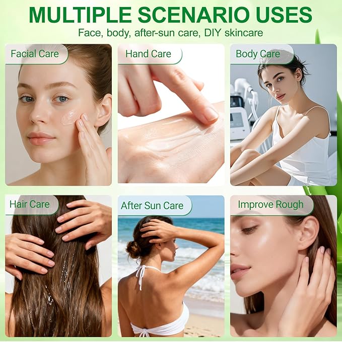 Erinde 30 Pack Aloe Vera Gel for Face, Hair & Body, 99% Pure Aloe Vera Gel for Sunburn Relief, After Sun Skin Care Relief, Skin Care Bulk Soothing Hydrating Aloe Gel for All Skin Types