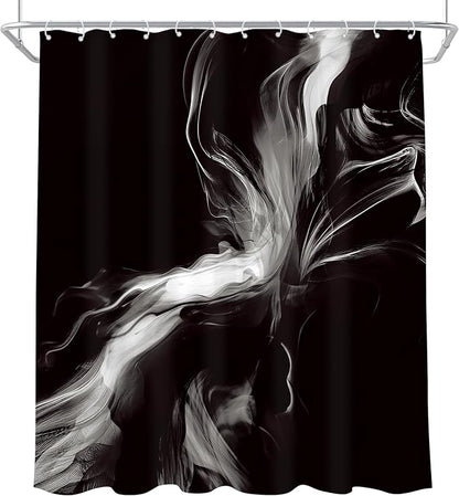 Cinbloo Abstract Black and White 72Wx72H Shower Curtain Modern Ombre Marble Ink Texture Minimalist Simple Unique Contemporary Bathroom Curtain Set Elegant Neutral Bath Bathroom Accessories Decor