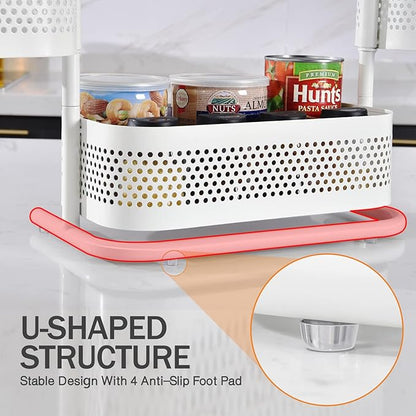 KINGRACK 3-Tier Rotating Bathroom Organizer, Countertop Vanity Tray, Spice Rack Storage, Easy to Assembly Space-Saving Organizer for Bathroom, Kitchen, Laundry Room, White