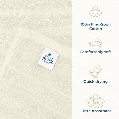 DAN RIVER Pack of 2 Bath Sheet 35x70 Inches, Extra Large Ribbed Quick Dry Bath Towels, Hotel Collection Towels for Adults - Ivory