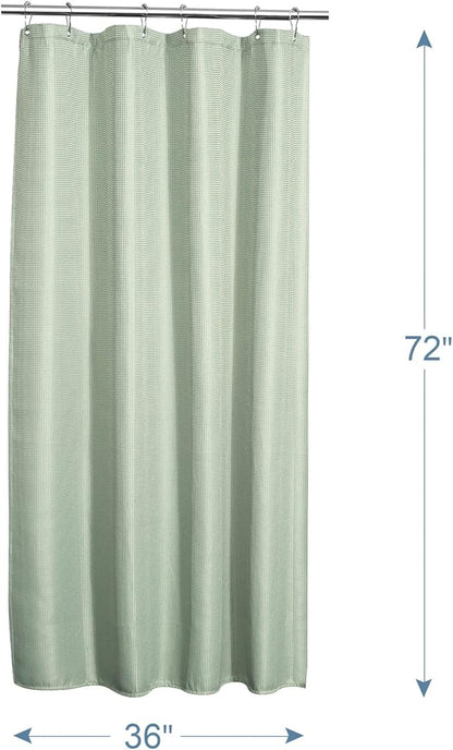 AmazerBath Waffle Stall Shower Curtain, Sage Green Shower Curtain Fabric, Hotel Quality Bathroom Shower Curtains, Heavy Duty, 36 x 72 Inches