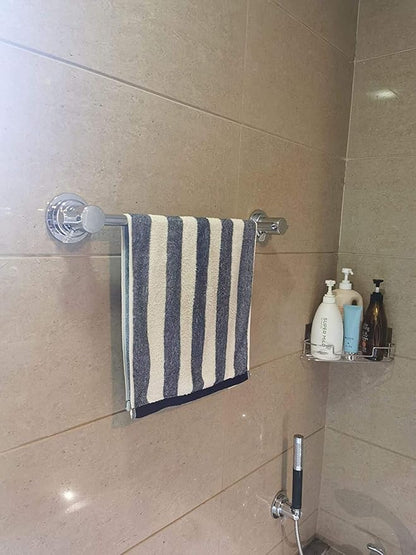 JiePai Extendable 17-28 inch Suction Cup Towel Bar,Bath Shower Towel Holder Shower Door Adhesive Towel Bar Suction Towel Rack (Suction Cup, Chrome)