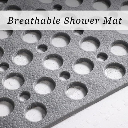 Extra Large Non Slip Shower Mat for Inside Shower, 47x32 Inch Oversized Shower Stall Mat,Bath Mat for Shower with Big Suction Cups,Drain Holes,Two-Sided Anti-Slip