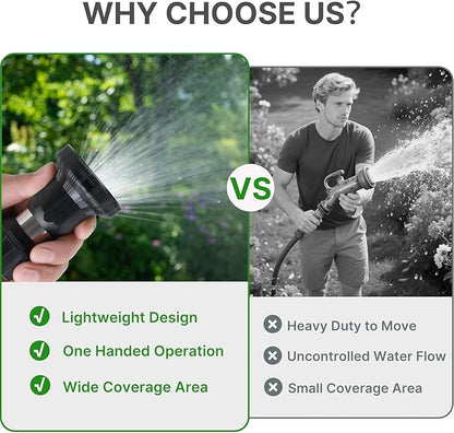 Hose Nozzle, Lichamp Heavy Duty Aluminum Fireman Style High Power Leak Proof Adjustable Garden Water Sprayer, Suitable for Car Wash, Patio Cleaning, Watering Lawn and Garden, Shower Pets (Black)
