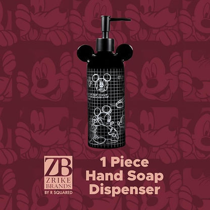 Disney Mickey Mouse Ceramic Soap Dispenser – Black Hand Soap Dispenser or Lotion Pump, Bathroom Decor and Kitchen Accessories – Officially Licensed Disney Home Decor