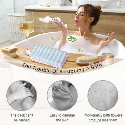 Exfoliating Shower Towel, 2026 Upgraded Exfoliating Washcloth, Body Back Scrubber for Shower, Long Scrub Towel for Women Men Full Body Exfoliator (Black)