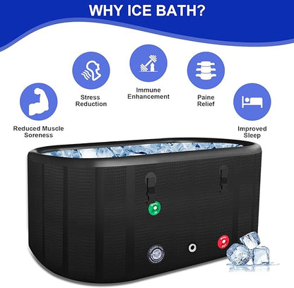 XXL Cold Plunge Tub for Athletes, Compatible with Water Chillers, 195 Gallon Inflatable Cold Plunge with Insulated Lid, Portable Ice Plunge Bathtub for Adult, Ice Tub Outdoor for Cold Water Therapy(C)