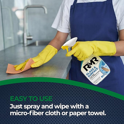 RMR Shower Spray, 2-in-1 Glass and Surface Cleaner Plus Repellent, Streak-Free Multi-Surface Treatment for Window, Car, and More, 30-Fluid Ounce Spray Bottle