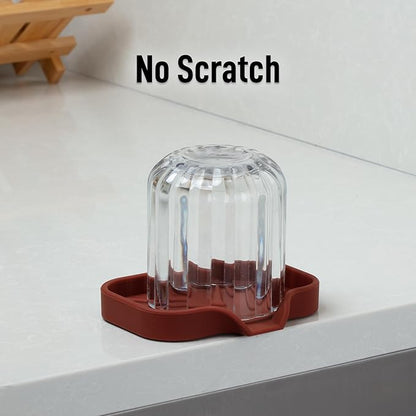 Zulay Kitchen Small Silicone Sponge Holder (4.9x3.3”) – Space-Saving Sink Organizer Tray for Sponge, Soap, Brush & More – Compact Non-Slip Dish for Kitchen & Bathroom (Canyon Rose)