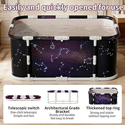 Portable Foldable Ice Bath Tub, Large Portable Soaking Bath Tub for Home Outdoors Gyms (Starry Sky)