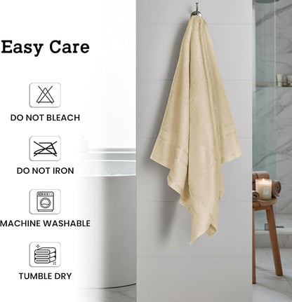 Casa Lino Linen Brown Bath Towels Set of 4 (54" x 27") - Large Bathroom Towel Set - 100% Cotton Towels for Bathroom - Highly Absorbent & Quick Dry Bath Towel Multipack - New Apartment Essentials