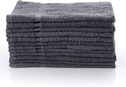 SIMPLI-MAGIC Cotton Hand Towels 16"x27" (12 Pack) – Soft Towels for Bathroom, Kitchen, Salon & Gym (Gray)