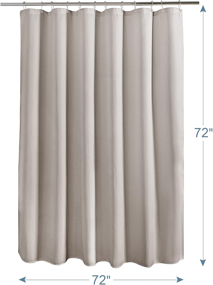 AmazerBath Waffle Shower Curtain, Khaki Shower Curtain Fabric with Waffle Weave, Hotel Quality Bathroom Shower Curtains, Heavy Duty, 72 x 72 Inches