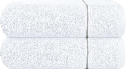 MyOwn Cotton 2 Pack Oversized Bath Towel Set 28x55 inches, Large Bath Towels, Ultra Absorbant Compact Quickdry & Lightweight Towel, Ideal for Gym Travel Camp Pool - White