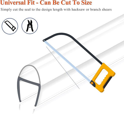 Frameless Shower Door Seal Strip 4 Pack x 39 Inch U for 3/8" Thick Glass Shower Door Side Seal Strip Bottom Seal Door Sweep Ultra Clear Polycarbonate, Stop Shower Leaks Create A Water Barrier