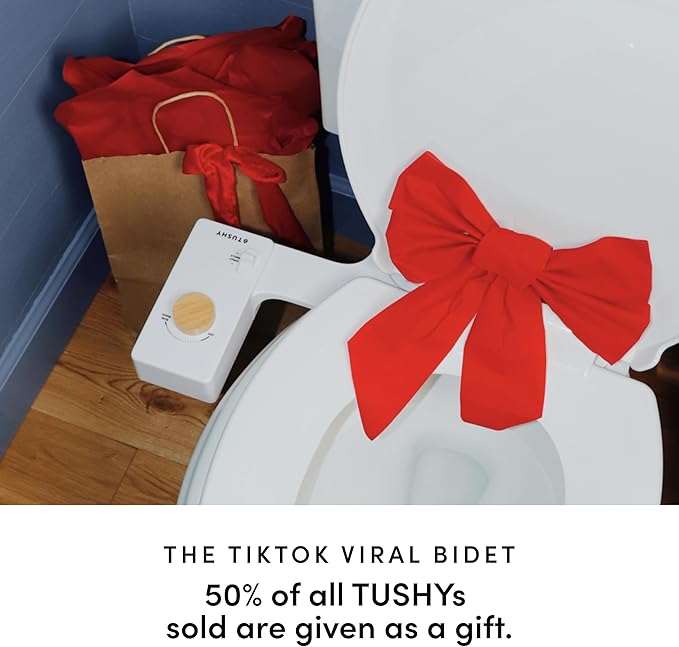 TUSHY Classic 3.0 Bidet Toilet Seat Attachment - A Non-Electric Self Cleaning Water Sprayer with Adjustable Water Pressure Nozzle, Angle Control & Easy Home Installation (White/Gold)