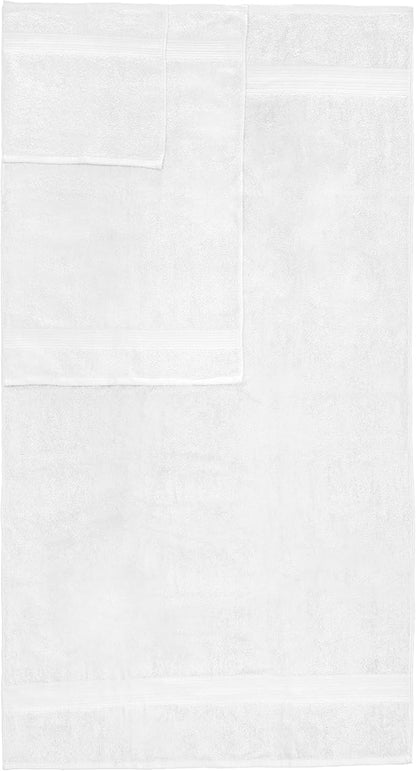 Ample Decor Bathroom Towel Set of 6-2 Hand Towel, 2 Bath Towel, 2 Wash Cloths - 600 GSM 100% Cotton - Christmas White