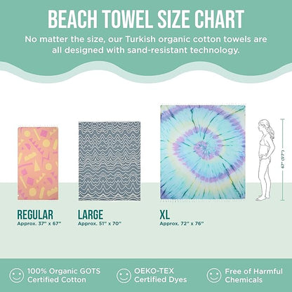 Sand Cloud Turkish Beach Towel - Sand Free - 100% Organic Turkish Cotton Yarn - Quick Dry Towel for Beach, Picnic Blanket or Throw - As Seen on Shark Tank - Sunrise