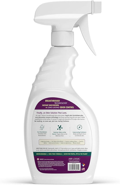 Dual-Action Odor Eliminator Spray 32 Fl Oz, Plant-Based Instant Knockdown & Enzymatic Deodorizer for Home, Neutralizes 16 Odor Sources, Bleach-Free, Fabric & Surface Safe, Lavender Lemon