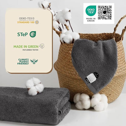 SEMAXE Grey Bath Towel, 100% Cotton Towel with Hanging Loop, Hotel & Spa Quality Soft Absorbent Towel for Bathroom, Gift Box Packaging, 1 Pc Bath Towel, 55" L x 27" W