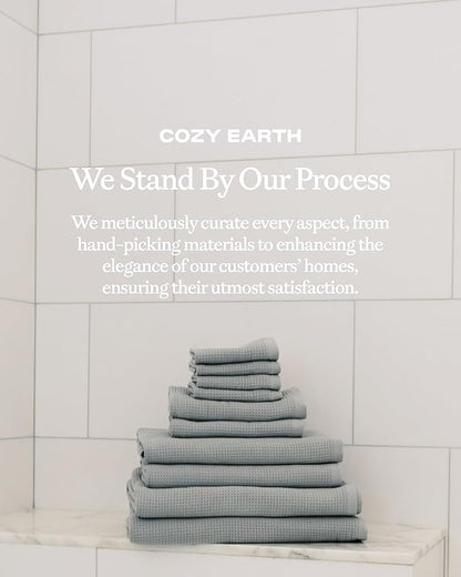 Cozy Earth Waffle Washcloths - 60% Cotton 40% Viscose from Bamboo Washcloths 13 x 13 Inches - Soft & Absorbent Terry, Reversible Mini Textured Waffle & Weave Pattern - 4 Pack