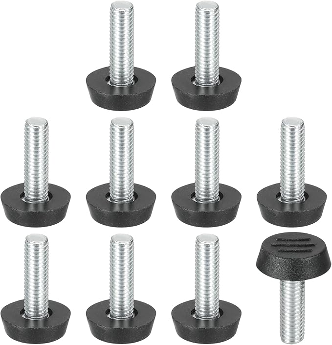 PATIKIL 10 Pcs M8 x 25mm Thread Adjustable Furniture Levelers, Furniture Feet Levelers Screw on Steel Screw in Threaded Leveling Feet Glides for Table Chair Cabinet Patio Legs