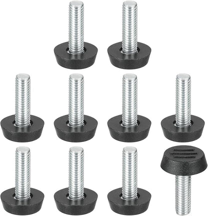 PATIKIL 10 Pcs M8 x 25mm Thread Adjustable Furniture Levelers, Furniture Feet Levelers Screw on Steel Screw in Threaded Leveling Feet Glides for Table Chair Cabinet Patio Legs