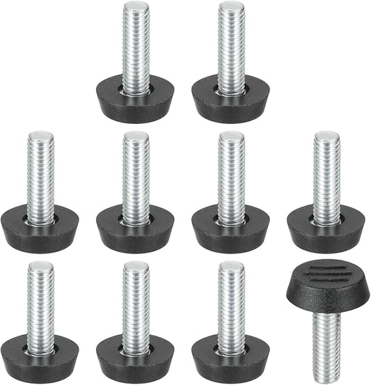 PATIKIL 10 Pcs M8 x 25mm Thread Adjustable Furniture Levelers, Furniture Feet Levelers Screw on Steel Screw in Threaded Leveling Feet Glides for Table Chair Cabinet Patio Legs