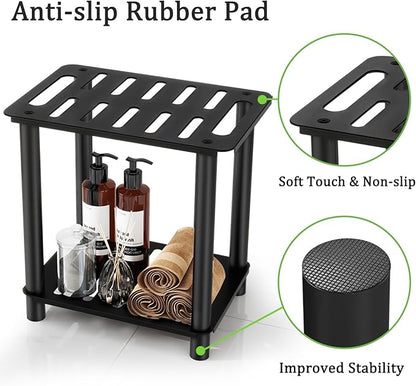 Shower Stool for Inside Shower, Shower Bench Stool with Storage Shelf, Stainless Steel Shower Stool for Shaving Legs, Waterproof Shower Foot Rest, Bathroom Shower Bench Seat Shower Chair