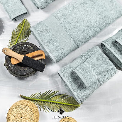 Hencely Bath Sheet Set of 2 - (35x64 Inches) - Luxury Extra Large Oversized Towels, 100% Cotton - Quick Dry, Highly Absorbent, Super Soft - Spa, Hotel, Bathroom - (Bath Sheets 2 Pack, Light Green)