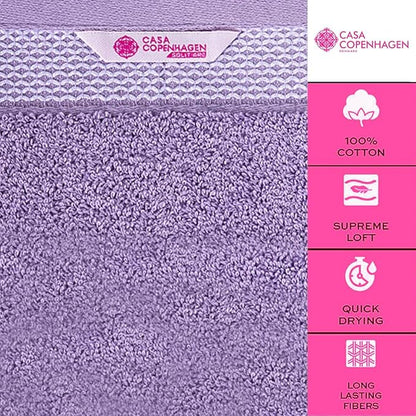 CASA COPENHAGEN Solitaire 6 Pieces Towel Set- Purple Rose, 600 GSM 2 Bath Towel 2 Hand Towel 2 Washcloth, Designed in Denmark Made of Soft Egyptian Cotton for Bathroom, Kitchen & Shower