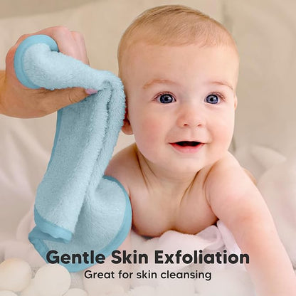6-Pack Baby Washcloths - Soft Absorbent Viscose from Bamboo Wash Cloths for Babies, Kids, Toddlers, Infant, Newborn Bath Towels, Gentle on Sensitive Skin, 10x10 Reusable Face Towels (Bravo Blue)