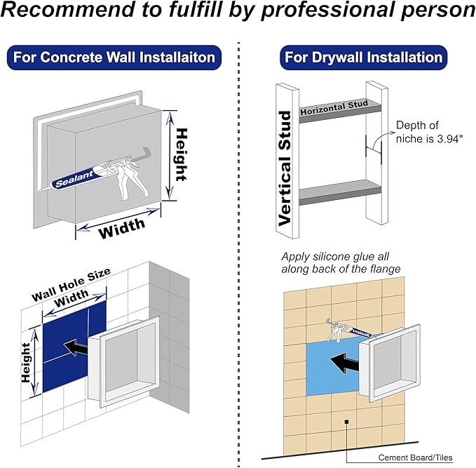 Stainless Steel Shower Niche 30" X 12" Matte Black No Tile Needed Horizontal Niche Shower Recessed Wall Niches for Bathroom Storage Over Mount Installation