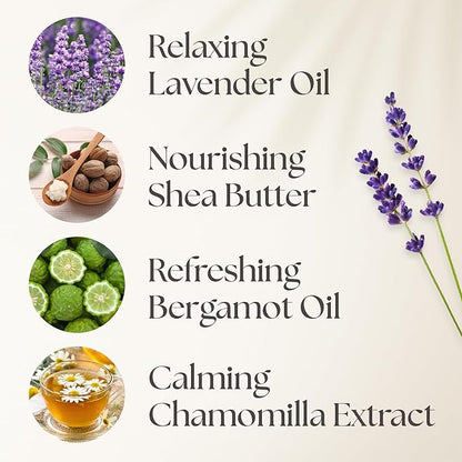 NURTURE BY NATURE Relax & Calm Christmas Gift Basket – Spa Gifts for Women with Bath Bomb, Hand Cream, Lavender Pillow Mist & Scented Candle - Stocking Stuffers, Holiday Gifts, Gifts for Mom