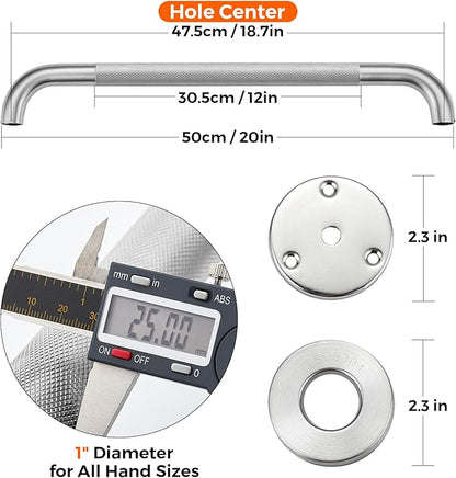 Grab Bars for Shower, 1 Pack 20-Inch Anti Slip Shower Handles for Elderly, Safety Shower Grab Bar, Stainless Steel Handicap Grab Bars for Bathroom,Toilet (Brushed Nickel, 1" Diameter)