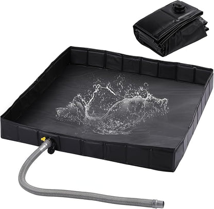 KRUI Camping Shower Base, Foldable Shower Tent Awning Base with Drain Hose to Keep Feet Clean, Portable Shower Pan for Indoor and Outdoor
