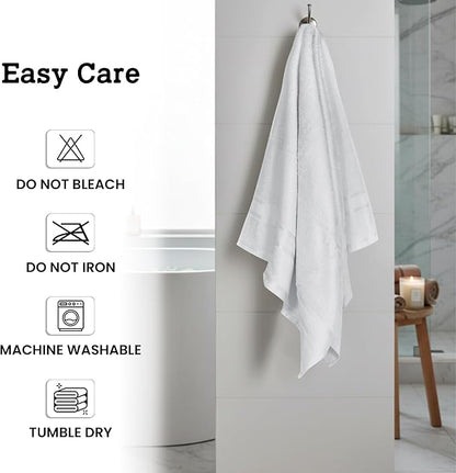 Casa Lino White Bath Towels Set of 4 (54" x 27") - Large Bathroom Towel Set - 100% Cotton Towels for Bathroom - Highly Absorbent & Quick Dry Bath Towel Multipack - New Apartment Essentials