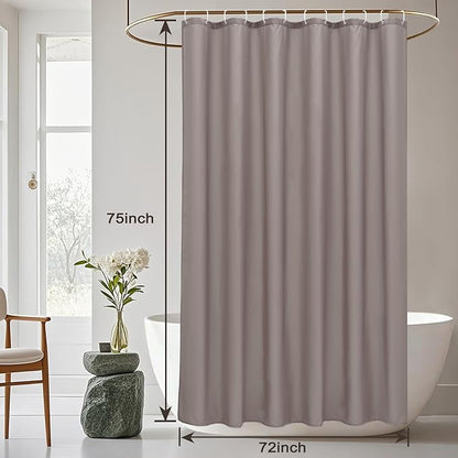 AooHome Shower Curtain Liner, Fabric Bathroom Curtain with Hooks for Hotel, Weighted Hem, Water Repellent, Chocolate, 72 x 75 Inch