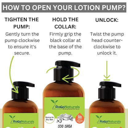 RaGaNaturals Natural Unscented Body Lotion for Dry Skin with Shea Butter and Vitamin E & B5 - Hydrating, Nourishing, Fragrance Free Hand Moisturizer With Organic Essence - For Women, Men, Kids - 8 Oz