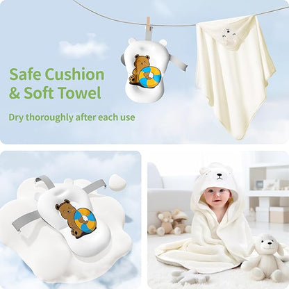 Collapsible Baby Bathtub for Newborn to Toddler (0-18 Months) - Foldable Baby Bath Tub with Soft Towel, Newborn& Infant Bathtub for Travel and Outdoor, Green