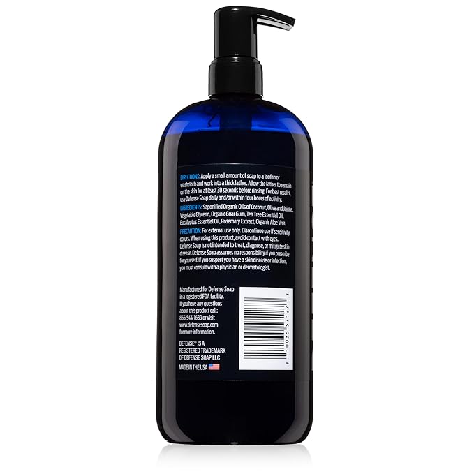 Defense Soap Tea Tree Body Wash | All Natural Organic Shower Soap for Athletes | Odor Control & Skin Fungal Protection for Sports, Post Workout & Recovery - 32 oz (Pack of 2)