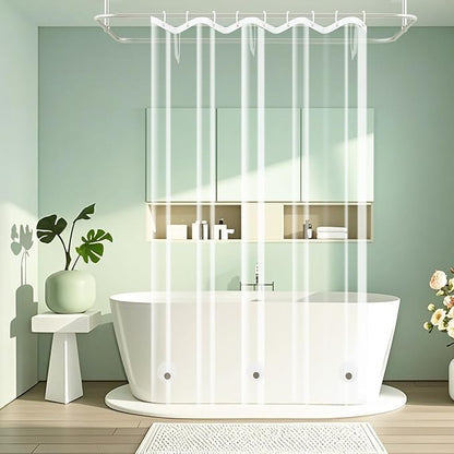 Clear Stall Shower Curtain Liner with 3 Large Magnets, 54 x 72 Inch Bpa-Free PEVA 8G Plastic Shower Liner Weighted, Waterproof Transparent Bathroom Shower Curtain Inner Liner