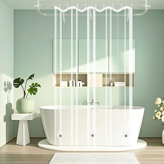 Clear Stall Shower Curtain Liner with 3 Large Magnets, 54 x 72 Inch Bpa-Free PEVA 8G Plastic Shower Liner Weighted, Waterproof Transparent Bathroom Shower Curtain Inner Liner