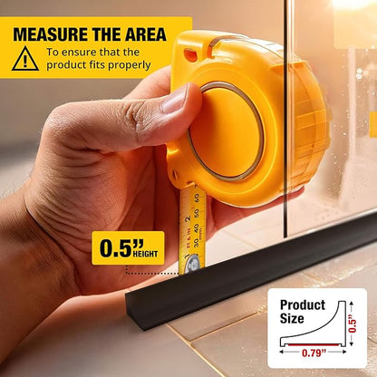 Shower Threshold Water Dam Barrier 45" - Black Collapsible Shower Water Blocker - Guard for Walk in Shower - Water Guard Stopper for Floor - Shower Door Water Blocker by Hippo Dam