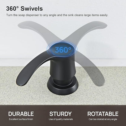 GAGALIFE Kitchen Sink Soap Dispenser with Large Bottle, Built in Sink Soap Dispenser Refill from Top, Matte Black G080B