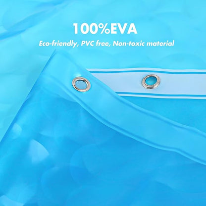 WELTRXE EVA 8G Shower Curtain Liner, 72x72 Inch 3D Clear Blue Bubble Heavy Duty Waterproof Shower Curtain Liner with Magnets Thick Plastic Shower Curtains Weighted Bathroom Shower Liner, 12 Hooks