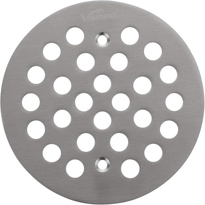 4-1/4Inch（108mm Screw-in Shower Strainer Drain Cover Replacement Floor Strainer Floor Drain (Brushed Nickel)